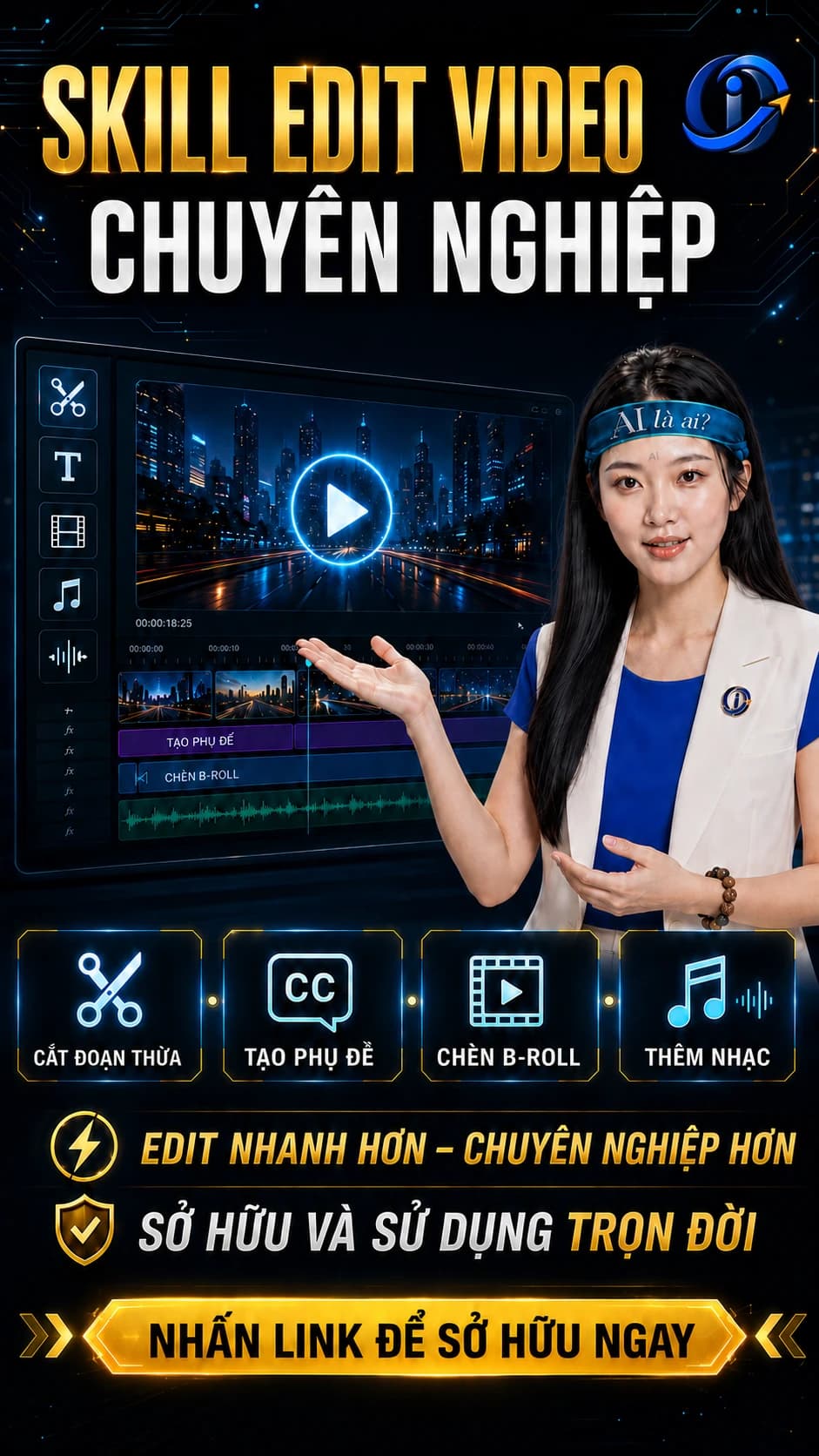 Ảnh bìa Edit Video Bằng AI — Skill dựng video tự động A→Z